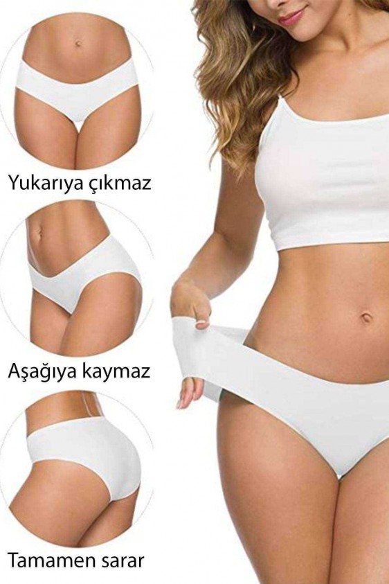 Kadın Dikişsiz Lazer Kesim Esnek İz yapmayan Külot Beyaz