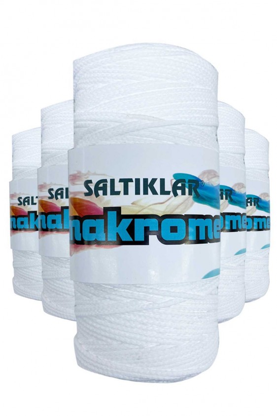 5 Adet Polyester Makrome İpi 10 Kar Beyaz 100 gr