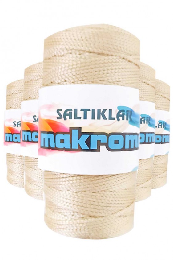 5 Adet Polyester Makrome İpi 230 Açık Bej 100 gr