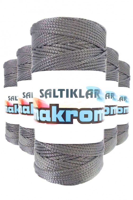 5 Adet Polyester Makrome İpi 423 Gri 100 gr