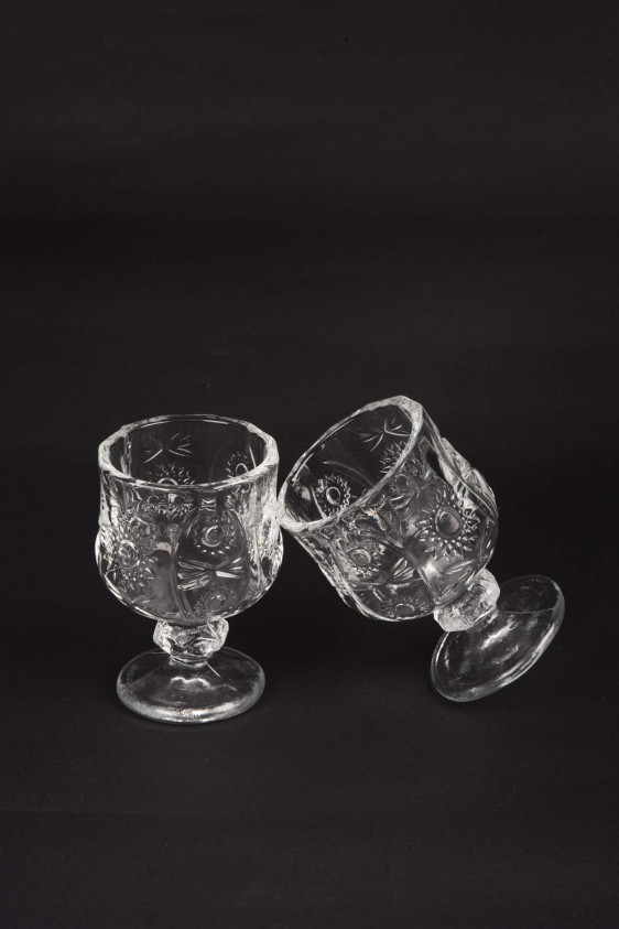 Ayaklı Kahve Yanı Bardağı Kristal Kesim Shot Bardak 7cm x 4 cm 6 Lı Set