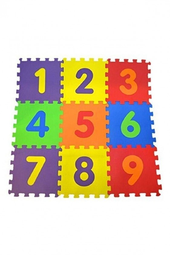 9 Parça Büyük Boy Rakamlı Sayılı Sünger Yapılı Oyun Karosu Yer Matı Puzzle Yapboz