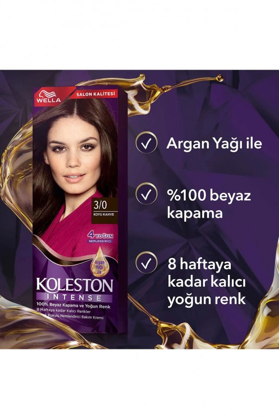 Koleston Intense Saç Boyası 3/0 Koyu Kahve - Salon Kalitesi