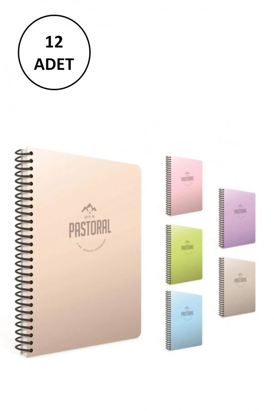 Gıpta Pastoral Spiralli Pp Kapak Defter 17x24cm 72 Yaprak Kareli (12 Adet)