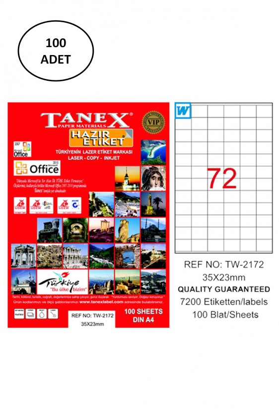 Tanex Tw-2172 Lazer Etiket 35X23 Mm 100 Lü