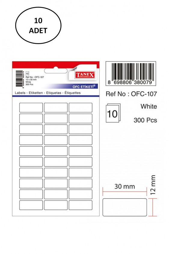 Tanex Ofc 107 Ofis Etiketi 10 Adet