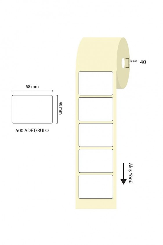 Tanex 58x40mm Eco Termal Etiket 1 Li 40mm 500 Adet