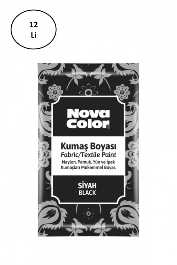 Nova Color 12 Gr Toz Kumaş Boyası Siyah Nc-904 12'li