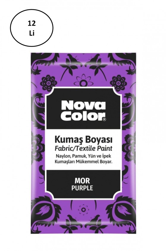 Nova Color Toz Kumaş Boyası Mor 12 Gr Nc-907 12'li