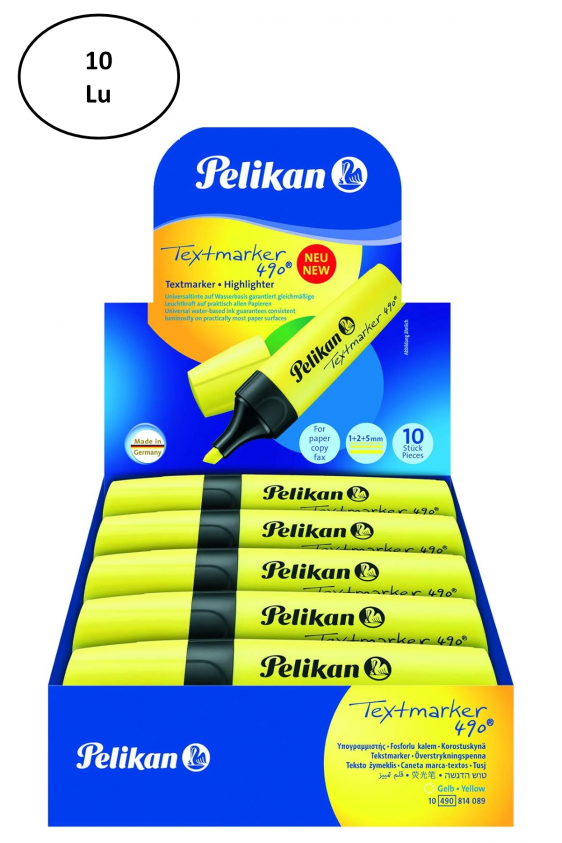 Pelikan 490 Fosforlu İşaretleme Kalemi Sarı 10 Lu