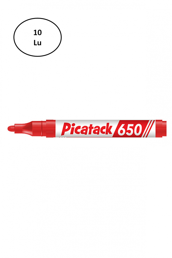 Picatack 650 Permanent Marker 1,5-3mm Yuv.Uç Kırmızı 10'lu