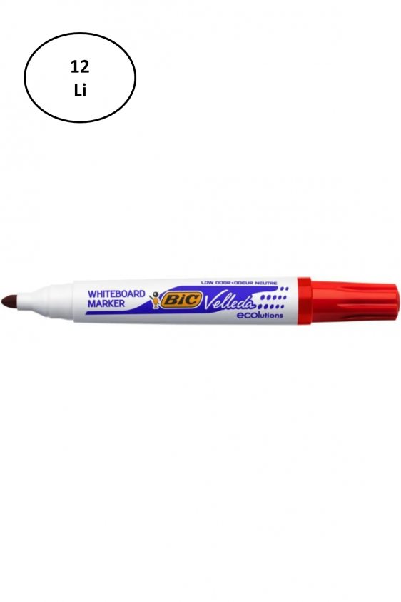 Bic Velleda 1701 Eco Yuvarlak Uç Beyaz Tahta Kalemi Kırmızı (12 Li Kutu)