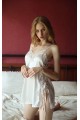 Night Light Kadın Ekru Yandan Bağcıklı Ekru Saten Babydoll 3379