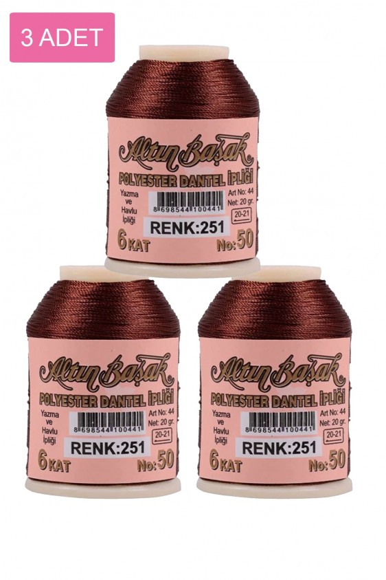 3 Adet Altınbaşak Oya ve Dantel İpi 20 gr - Royaleks - No: 251