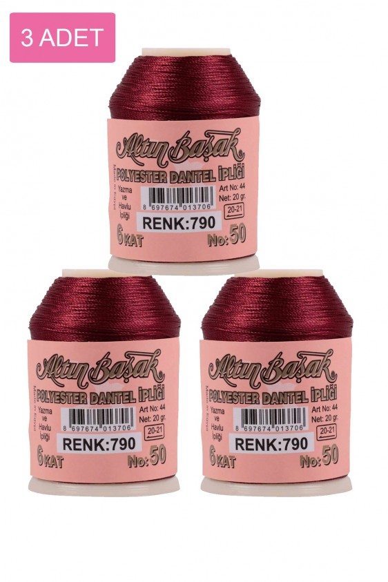 3 Adet Altınbaşak Oya ve Dantel İpi 20 gr - Royaleks - No: 790