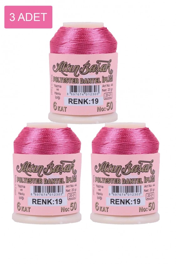 3 Adet Altınbaşak Oya ve Dantel İpi 20 gr - Royaleks - No: 019