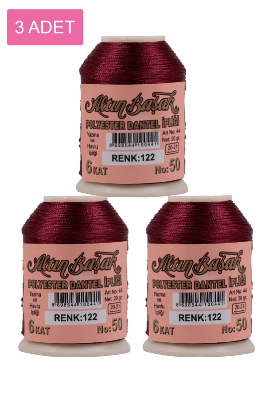 3 Adet Altınbaşak Oya ve Dantel İpi 20 gr - Royaleks - No: 122