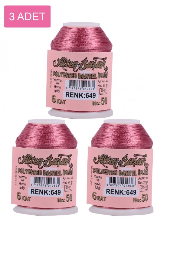 3 Adet Altınbaşak Oya ve Dantel İpi 20 gr - Royaleks - No: 649