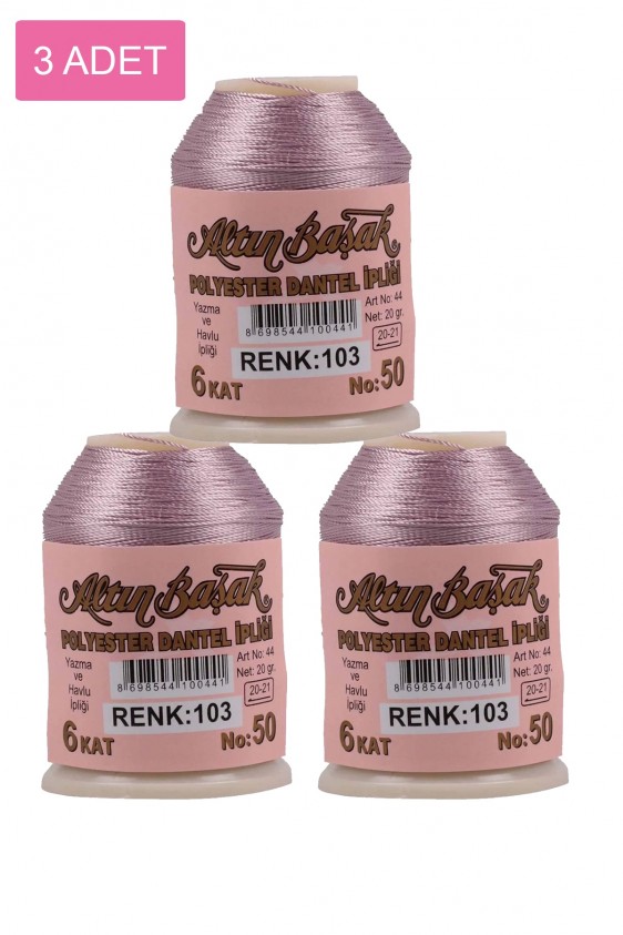 3 Adet Altınbaşak Oya ve Dantel İpi 20 gr - Royaleks - No: 103