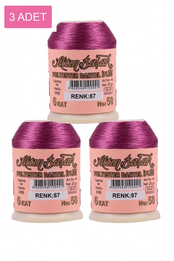 3 Adet Altınbaşak Oya ve Dantel İpi 20 gr - Royaleks - No: 087