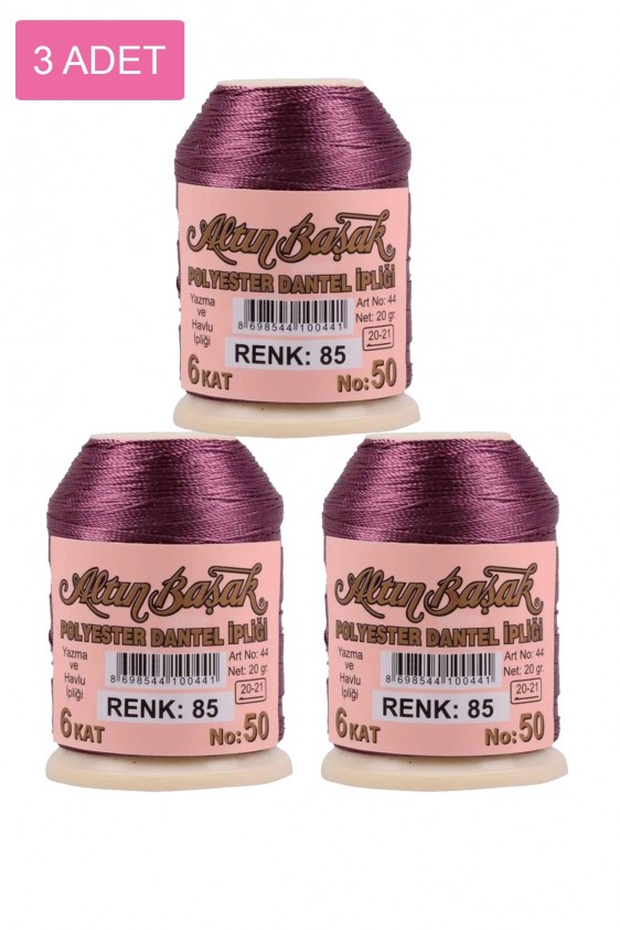 3 Adet Altınbaşak Oya ve Dantel İpi 20 gr - Royaleks - No: 085