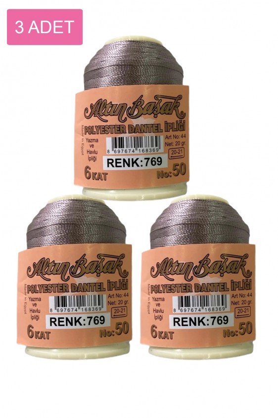 3 Adet Altınbaşak Oya ve Dantel İpi 20 gr - Royaleks - No: 769