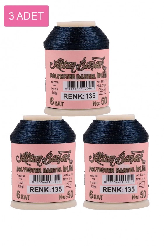 3 Adet Altınbaşak Oya ve Dantel İpi 20 gr - Royaleks - No: 135