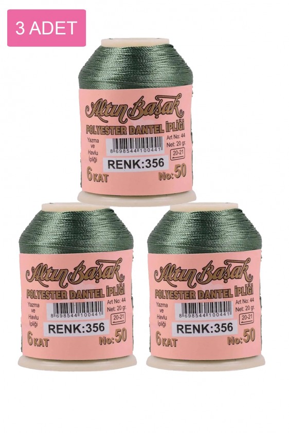 3 Adet Altınbaşak Oya ve Dantel İpi 20 gr - Royaleks - No: 356