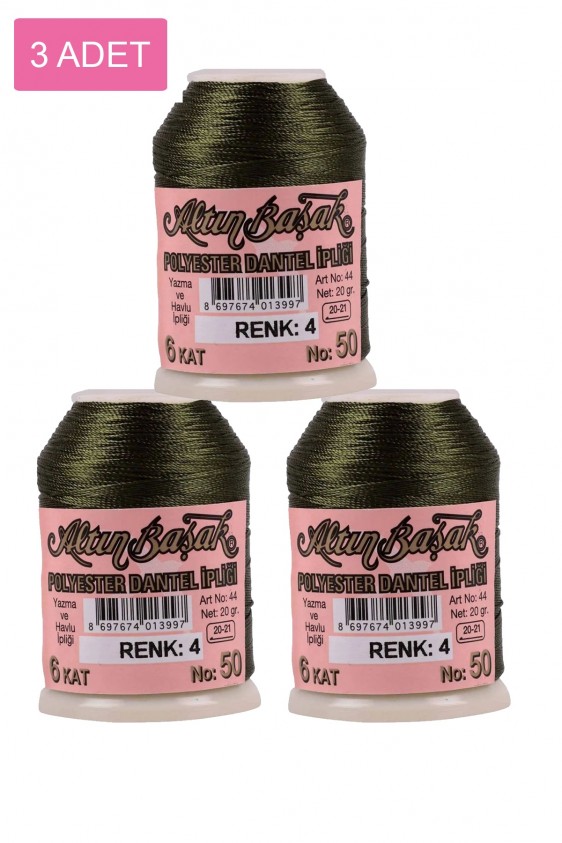 3 Adet Altınbaşak Oya ve Dantel İpi 20 gr - Royaleks - No: 004