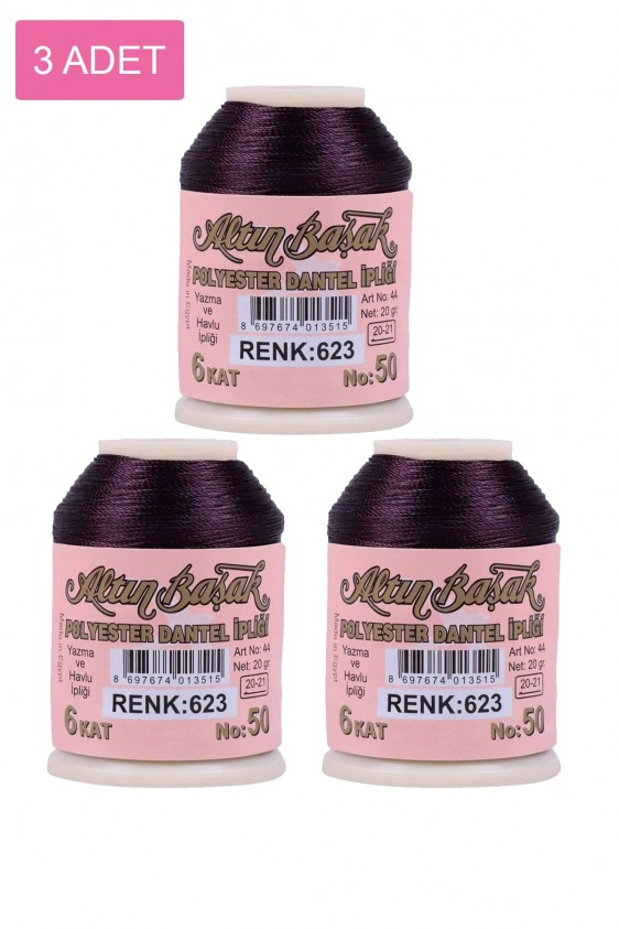 3 Adet Altınbaşak Oya ve Dantel İpi 20 gr - Royaleks - No: 623