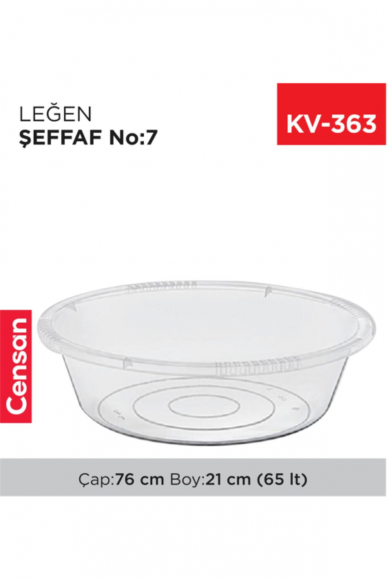 7 No Leğen Şeffaf Çamaşır Leğeni 65 Litre Royaleks-E426