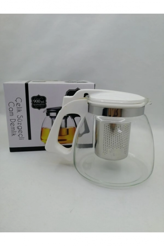 Çelik Süzgeçli Cam Demlik 900 Ml. -8882